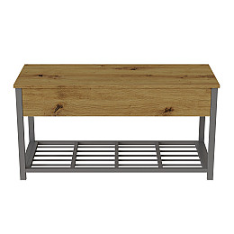 Банкетка з ящиком Ferrum-decor Дрейк 1 550x1000x400 металевий Сірий ДСП Дуб Артізан 16 мм (DRE0020)