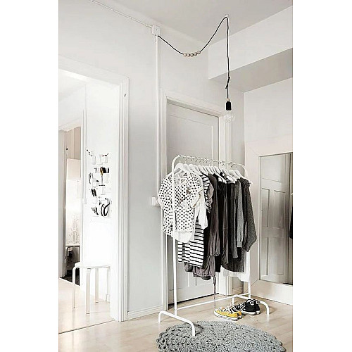 Вешалка стойка для одежды IKEA MULIG 151х99х46 см Белая (601.794.34)
