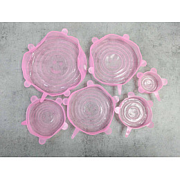 Набор силиконовых крышек 6 шт розовые UKC SL-06 (361064)