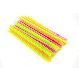 Трубочка для коктейля круглая с гофрой ассорти One Chef 4 цвета неон 6×210 мм 100 шт