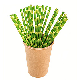 Трубочка для коктейля бумажная бамбук One Chef 6×200 мм 25 шт