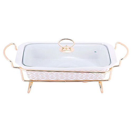 Мармит Food Warmer In Gold керамическая форма 1.3л 30.5см с подогревом Kamille DP37032