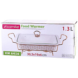 Мармит Food Warmer In Gold керамічна форма 1.3л 30.5см з підігрівом Kamille DP37032