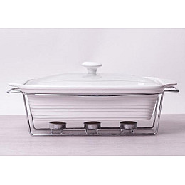 Мармит Kamille Food Warmer керамічний 3л d 38 см з підігрівом KM-6404 прямокутний