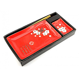 Сервіз для суші None Біла сакура на червоному фоні 1 персона 28х14 см (DN34280C)