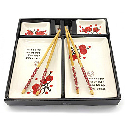 Сервіз для суші None Червона сакура на білому фоні 2 персони 28х28,3х3,5 см (DN34281B)