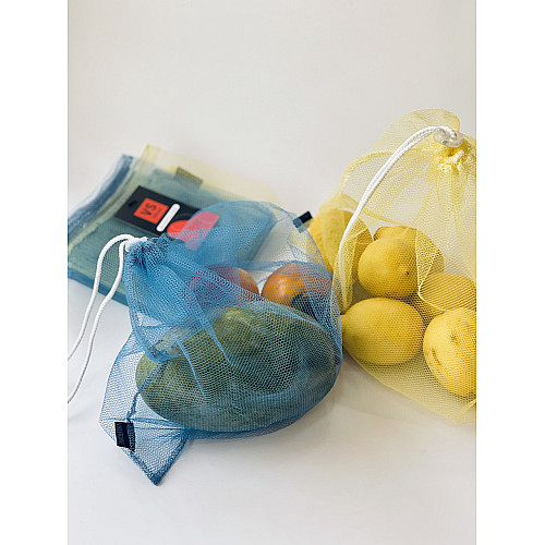 Мешки из сетки для продуктов желто-голубые VS Thermal Eco Bag 3 шт