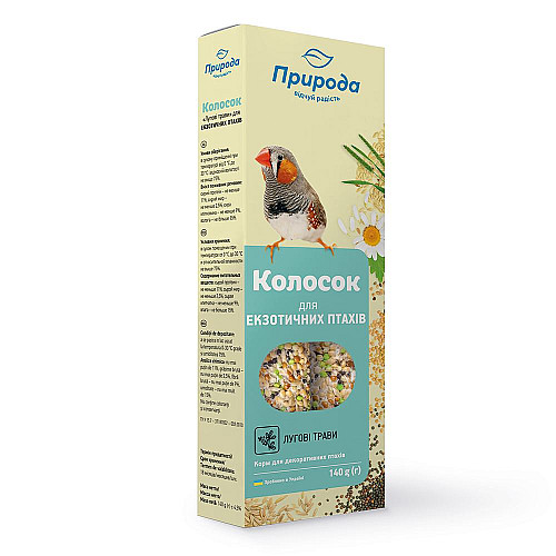 Лакомство для амадин и канареек Природа Колосок луговые травы 140 г/2 шт (4820157400548)