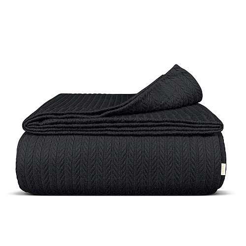 Покрывало 75x95 Panther Knitted Braid COSAS черный