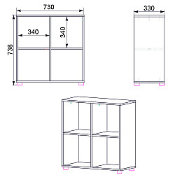 Шкаф книжный Компанит КШ-22 Бук 73х33х73,8 см