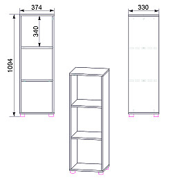 Шкаф книжный Компанит КШ-24 Бук 37,4х33х109,4 см