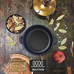 Сковорода чугунна Maysternya з двома ручками 20 см Т1011 Чорний