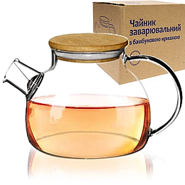 Чайник заварочный с бамбуковой крышкой SNT 1 л Прозрачный