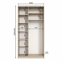 Шкаф-купе ViAnt Ligth1 1000х450x2200 мм Индастриал (11381)