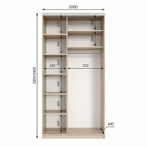 Шкаф-купе ViAnt Ligth1 1000х450x2200 мм Индастриал (11381)