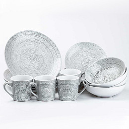 Столовий сервіз на 4 людини керамічний TS Kitchen Retro білий (HP20340)