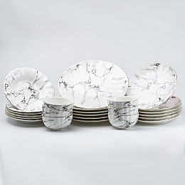 Столовий сервіз на 6 персон керамічний TS Kitchen Marble білий (HP26472)