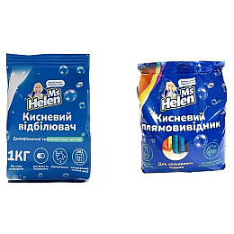 Набор Порошок кислородный Ms Helen универсальный 1 кг и Порошок Кислородный для цветных тканей 900 г