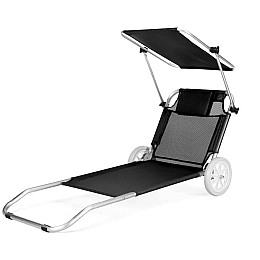 Шезлонг лежак с козырьком Outtec Sun Черный