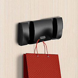 Вішалка настінна універсальна з 2 прихованими гачками ANbeauty Чорна (AN0103440)