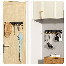 Вішалка настінна універсальна з 2 прихованими гачками ANbeauty Чорно-золотиста (AN0103443)