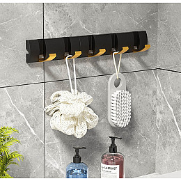 Вішалка настінна універсальна з 5 прихованими гачками ANbeauty Чорно-золотиста (AN0103444)