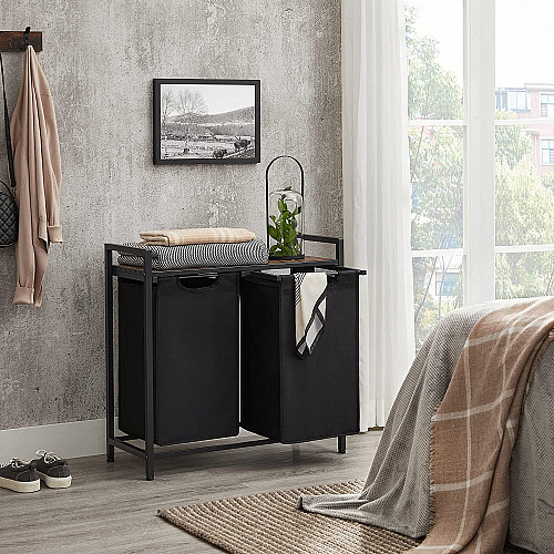 Корзина для белья с двумя отделениями LEOBERT Apartament Loft 92 л Коричневый/Черный