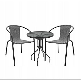 Садова меблі Chomik BISTRO стіл і 2 стільці Сірий (4216)