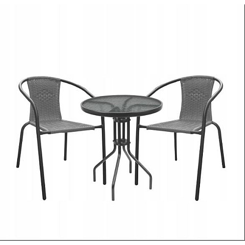 Садова меблі Chomik BISTRO стіл і 2 стільці Сірий (4216)