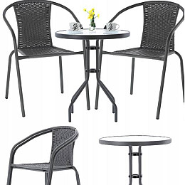 Садова меблі Chomik BISTRO стіл і 2 стільці Сірий (4216)