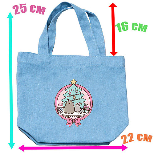 Дитяча еко-сумка 2Life Pusheen cat Кіт новий рік 25х22 см Голубий (v-12160)