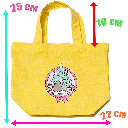 Дитяча еко-сумка-шопер 2Life Pusheen cat Кіт новий рік 25х22 см Жовтий (v-12168)