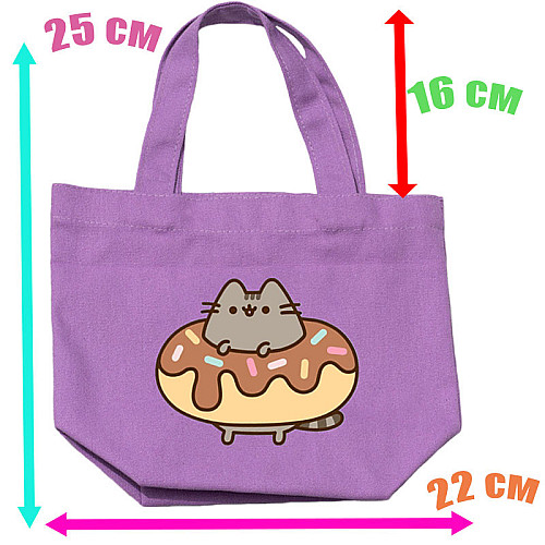 Дитячий еко-шоппер 2Life Pusheen cat Кіт з колом 25х22 см Фіолетовий (v-12180)