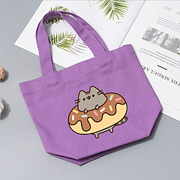 Дитячий еко-шоппер 2Life Pusheen cat Кіт з колом 25х22 см Фіолетовий (v-12180)