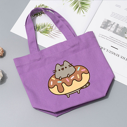 Дитячий еко-шоппер 2Life Pusheen cat Кіт з колом 25х22 см Фіолетовий (v-12180)