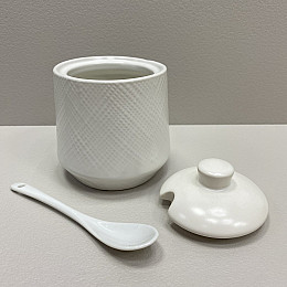 Сахарница керамическая с ложкой h-11 см Maestro MR-20002-09 White