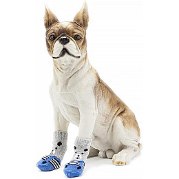 Носки для собак Lesko DT812 Медведь L Серо-синий з нескользящими накладками