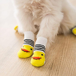 Носки для собак Lesko DT812 Утка L Жовтий з нековзаючими накладками