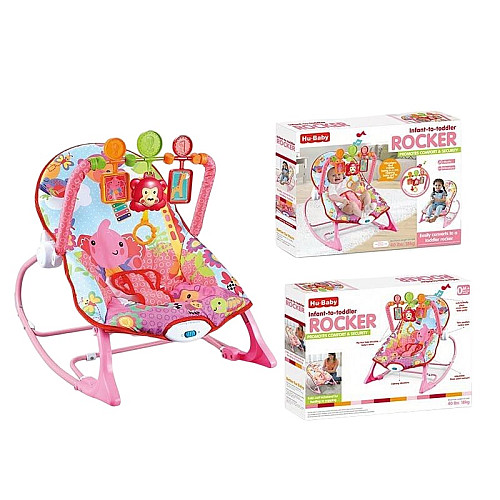 Шезлонг Hu Baby Rocker 3 подвески Розовый (157235)