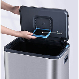 Ведро для мусора с педалью JAH 30 л Soft Close Серебряный металлик