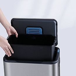 Ведро для мусора с педалью JAH 30 л Soft Close Серебряный металлик