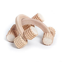 Деревянный массажный ролик для бани Бондарный дом 4 массажных головок (QS-1002)