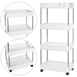 Этажерка напольная на колесиках Stenson R93336 4 яруса 38x13x87 см Белый