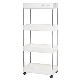Этажерка напольная на колесиках Stenson R93336 4 яруса 38x13x87 см Белый