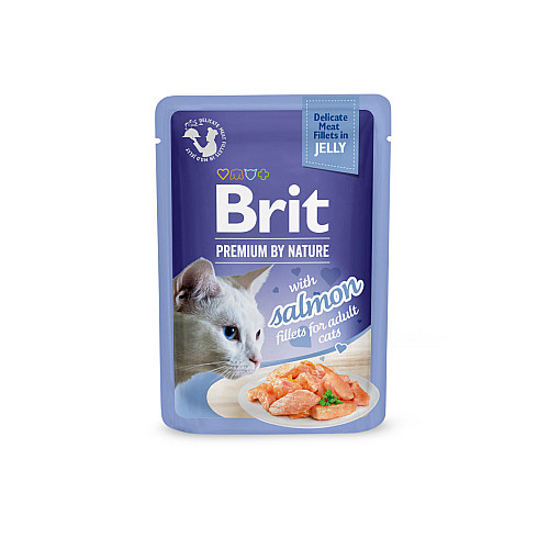 Влажный корм Brit Premium Delicate для кошек с филе лосося в желе 85 г (101138) (16084)