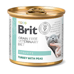 Вологий корм Brit GF VetDiet Struvite для кішок при сечокам'яній хворобі з індичкою та горохом 200 г (100713/9863) (16089)