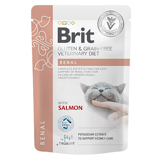 Вологий корм Brit GF VD Renal для кішок з лососем 85 г (101113_1) (16181)