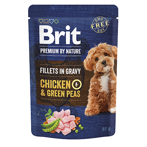 Вологий корм Brit Premium Fillets для собак з куркою та горошком 85 г (101241) (16087)