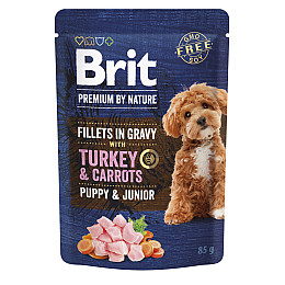 Влажный корм Brit Premium Fillets для собак с индейкой и морковью 85 г (101243) (16088)