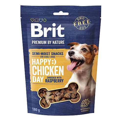 Лакомство для собак Brit Premium Semi-moist Snacks полувлажні з куркою та малиною 180 г (112279)